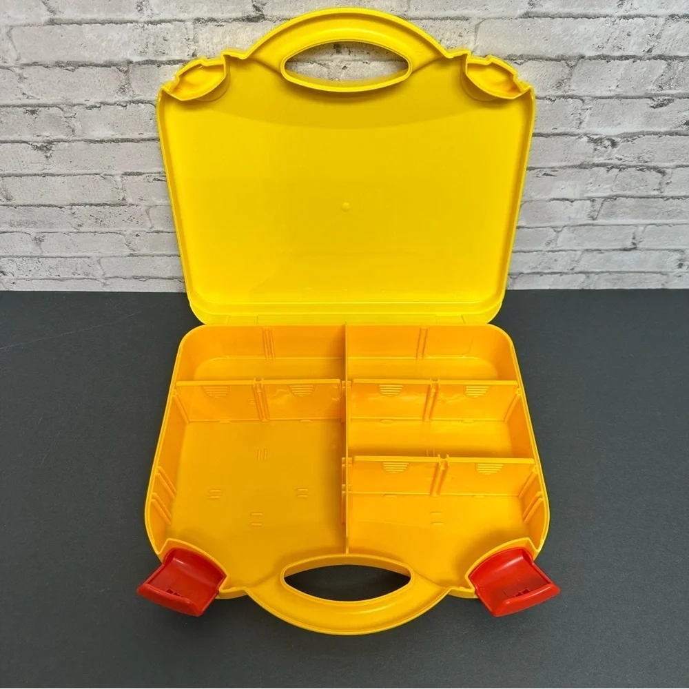 LEGO Storage Case Yellow Hard Plastic Latching Storage Empty Box Divider